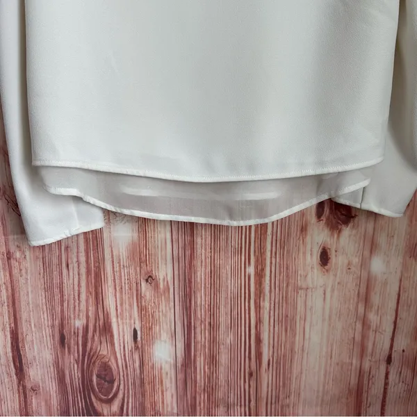 Cooper & Ella White V Neck Cold Shoulder Long Sleeve Double Layer Blouse Size M - Image 11