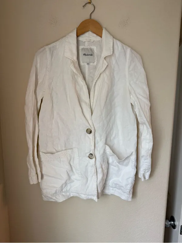 Madewell Linen Dorset Blazer in Lighthouse Size Small - Image 2