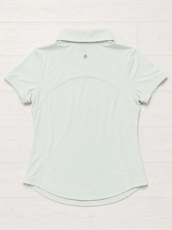 Lululemon Short Sleeve Polo Shirt Light Green Quick Dry Reflective Sz 10 Golf - Image 2