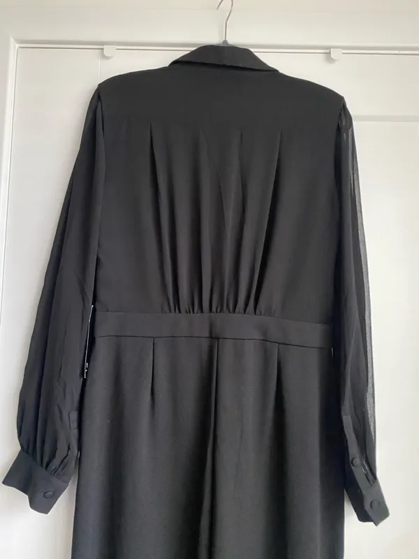 WHBM WHITE HOUSE BLACK MARKET Long Sleeve Sheer Sleeve Jumpsuit NWT SZ 8 - Image 9