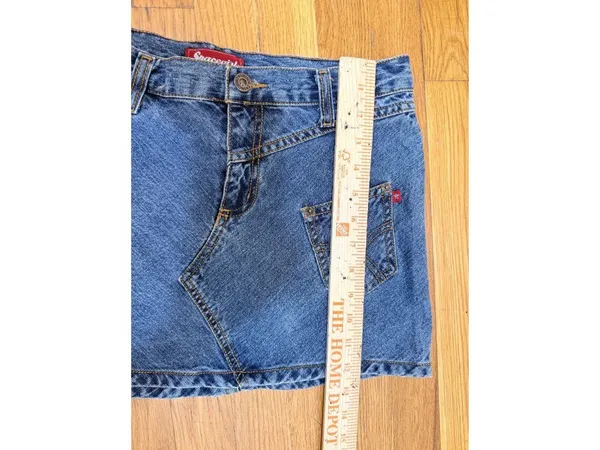 Low Rise Y2K Spacegirl Denim Mini Skirt Cargo Pocket McBling Size XS/S - Image 7