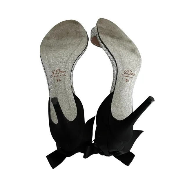 J. Crew D'orsay Sandals Silver Glitter Satin Bow Size 9M Chic Statement Heels - Image 10