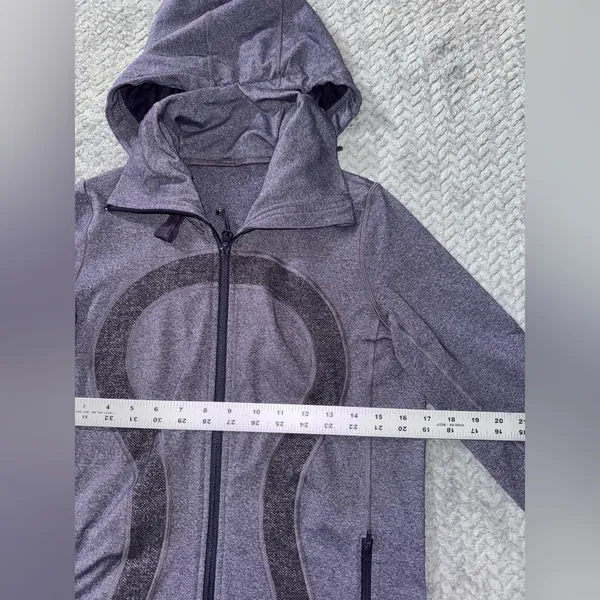 Lululemon Womens Stride Zip Up Hoodie High Collar Heathered‎ Purple Fitted Sz 6 - Image 6