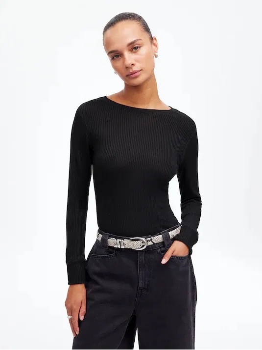 Madewell Ribbed Fitted Crewneck Long-Sleeve Top Size XXL - Image 2