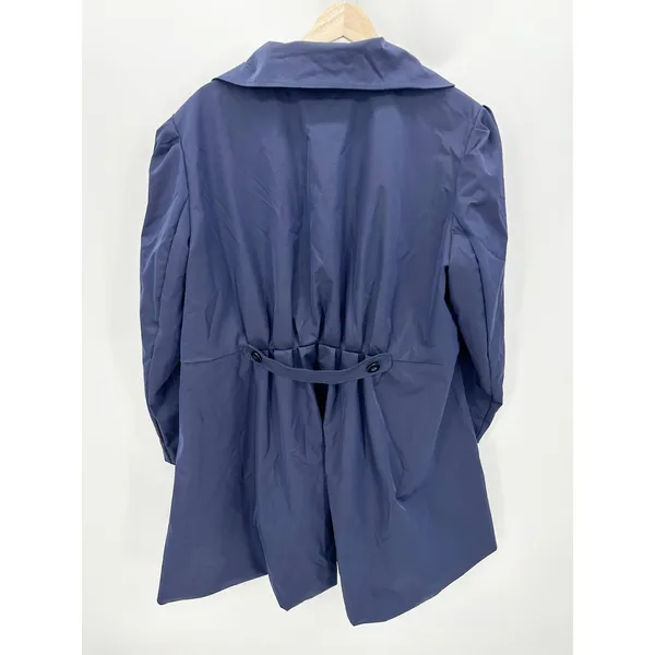 Meaneor Women Navy Blue Double Breasted Lightweight Jacket XXL‎ Trench Coat - Image 2
