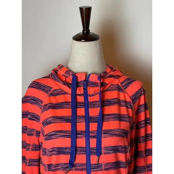 Lukka Pink And‎ Purple Striped Hooded Full Zip Athletic Active Jacket Size M - Image 5