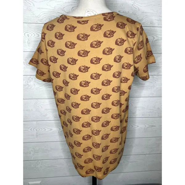 Kate Quinn XL Mustard "Woodland Fox" organic cotton Henley top NWT - Image 2
