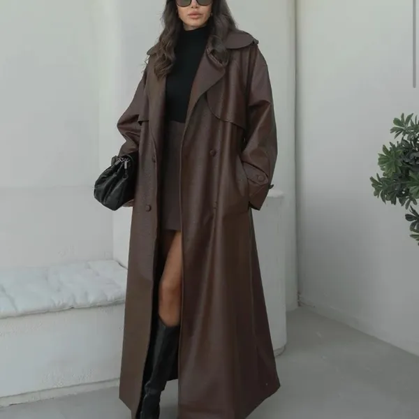 Chocolate Brown Trench Coat - Image 12