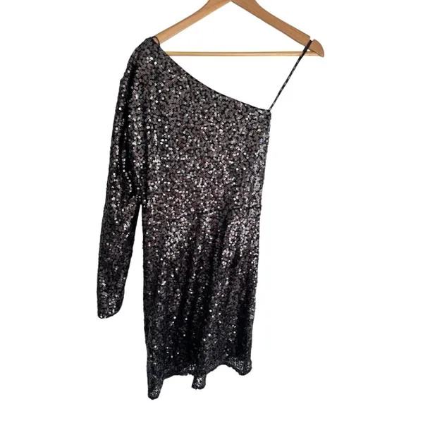 Tadashi Shoji SHO On Shoulder Long Sleeve Ruched Sequin Mini‎ Dress XL - Image 5