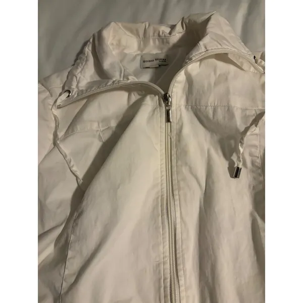 Studio Works Woman White Zip Up Utility‎ Jacket Plus Size 1X Cotton Blend - Image 4