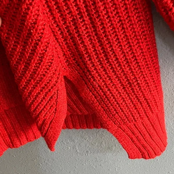 American Eagle Dreamspun Dolman Sleeve Red Knit Oversized Crewneck Sweater #722 - Image 6