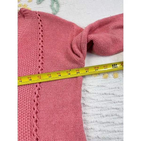 Aeropostale‎ Women's V-Neck Knit Sweater Coral Pink Cable Stitch Medium - Image 5