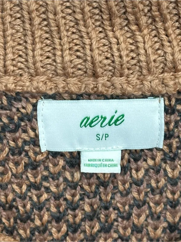 Aerie Leopard Print Oversized Knit Sweater Size Small Brown Black NWT - Image 9