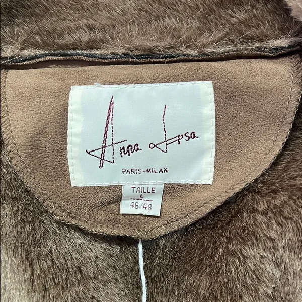 Anna Lipsa Brown Faux Suede Coat-Faux Fur Collar&Cuffs.Size:Large (fits like M) - Image 2