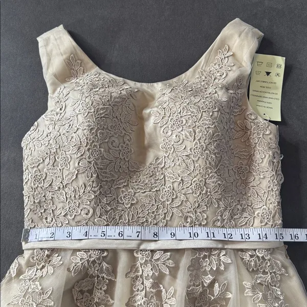 Women’s Gold Satin and Tulle Floral Short Prom Party Formal Dress Size 8 NEW - Image 11