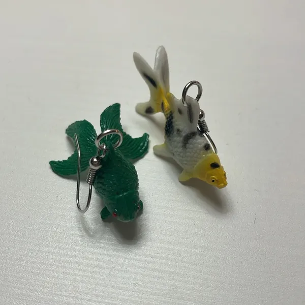 Koi Fish Dangle Earrings Green - Image 2