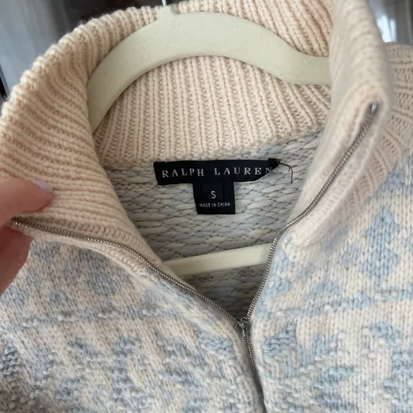 Vintage Ralph Lauren‎ Cashmere Ski Sweater Fair Isle Full Zip knit mockneck - Image 2