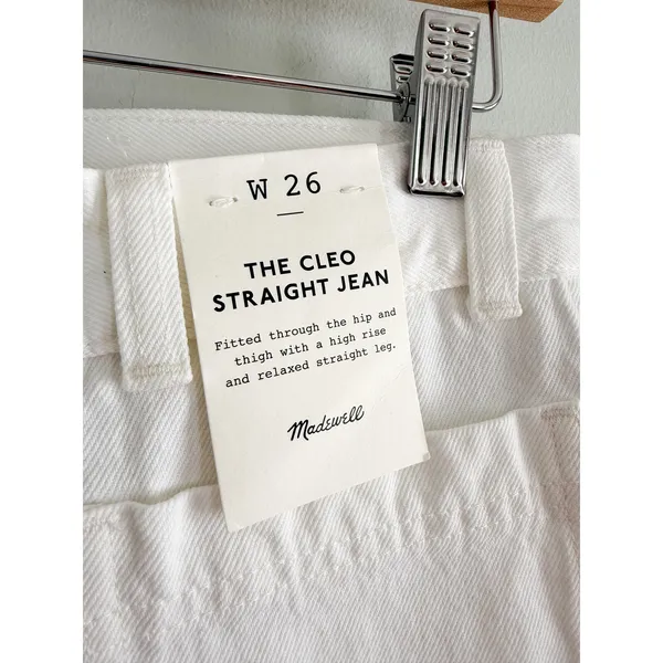 Madewell |‎ NWT Cleo Straight Jean Patch Pocket White Denim | Sz 26 - Image 6