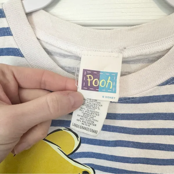 Vintage 90’s Disney POOH Winnie the Pooh Striped Shirt - LARGE - Image 3