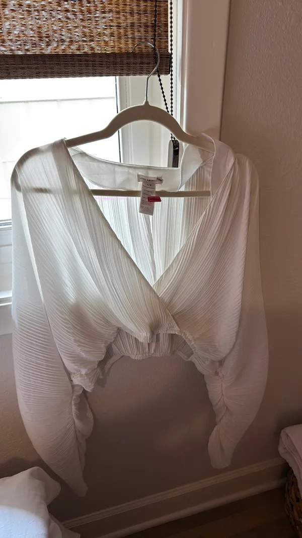 Good American Plisse Sculpted Top Ivory - Image 3