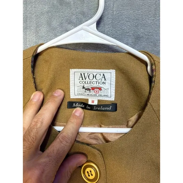 Avoca Collection Womens Medium Camel Pure New Wool Ireland Vintage Coat Jacket - Image 3