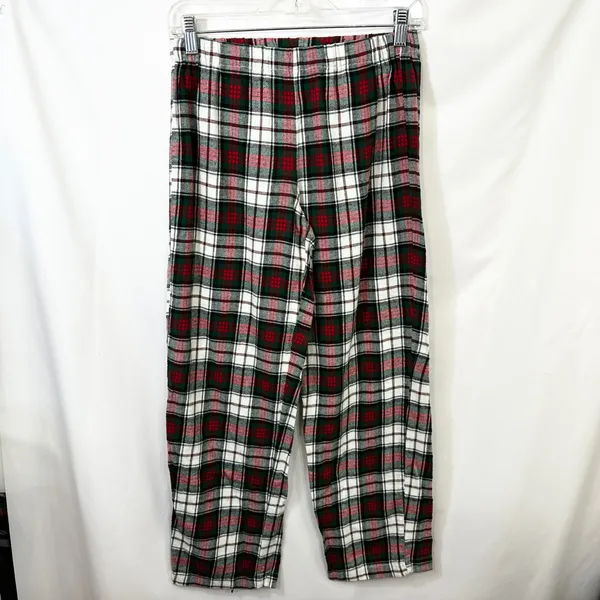 Lauren Ralph Lauren Small Plaid Pajama Set Green Red Christmas‎ Flannel 1134 - Image 12