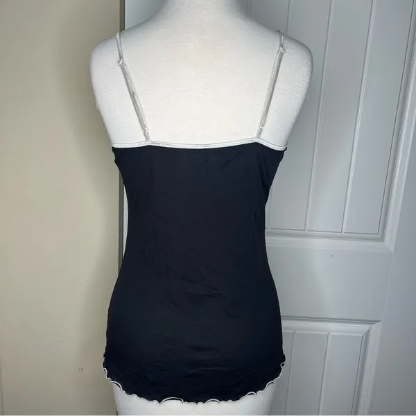 Black Lace Trim Cami Tank Top Womens Size XL Y2K Style Mesh Layering Whimsigoth - Image 3