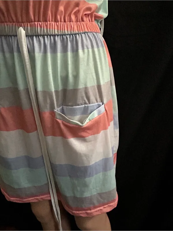 TFY Collection Striped Pastel Spaghetti Strap Dress LG NWT - Image 4