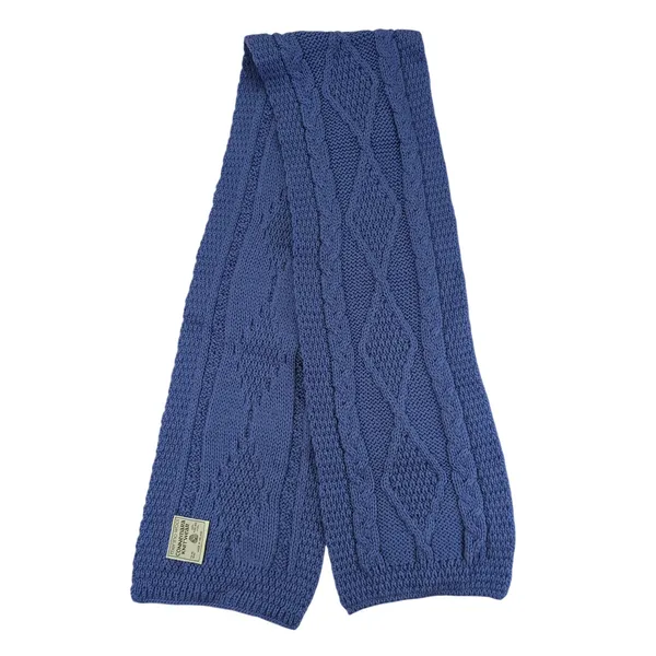 Connemara Knitwear Merino Wool Cable‎ Knit Scarf Periwinkle Blue Made in Ireland - Image 2