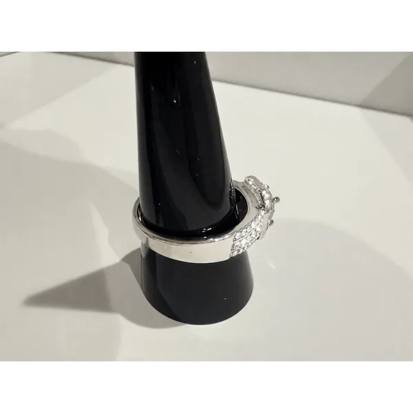 CZ Halo Engagement Ring Womens Size 10 Clear Stone Silver plated sparkly Pavé - Image 3