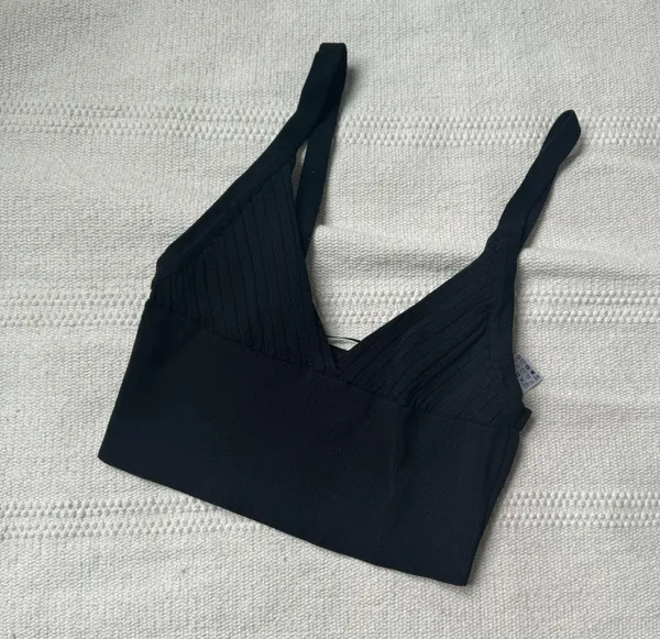 black knit bralette crop tank top - Image 2