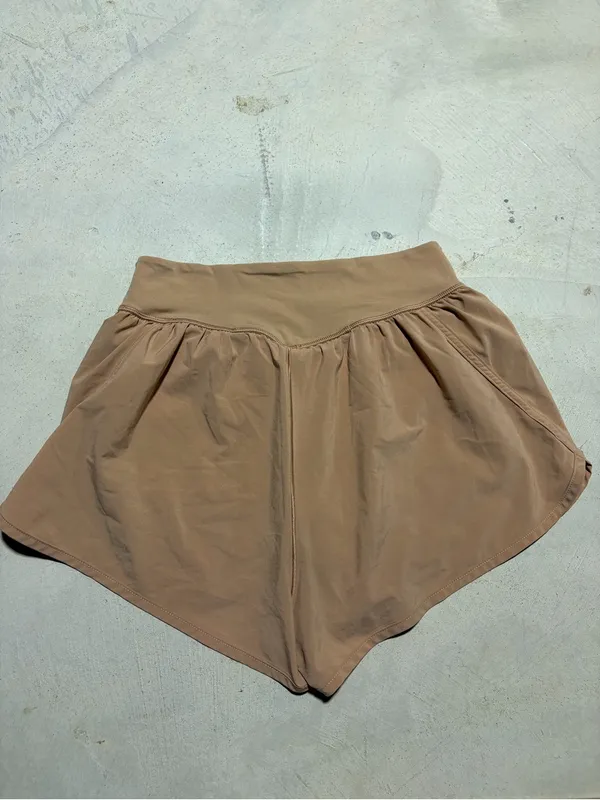Aerie offline Women’s High-Waist Athletic Shorts in Taupe small - Image 5