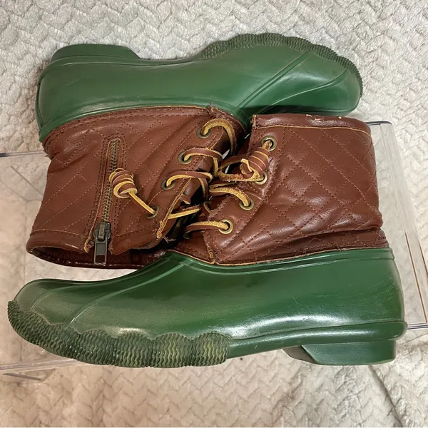 Steve Madden Women's Green Ankle‎ Rain Duck Boots size 7 Preppy - Image 7