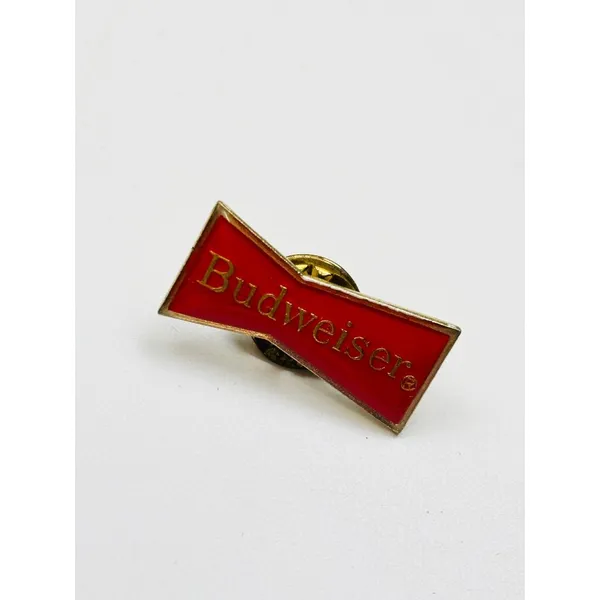 Budweiser Red & Gold Enamel Lapel Pin With Bowtie Logo Design In Black Gift Box - Image 2