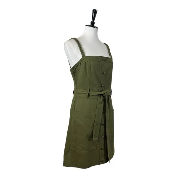 Storia Utility Dress A-line Pockets Button Front Olive Green Women’s Size L NWT - Image 2