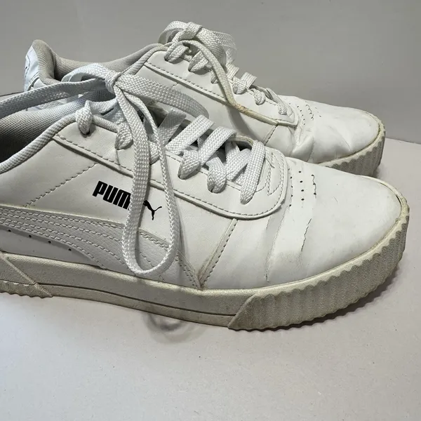 Puma Carina‎ Women's Athletic Sneakers Tennis Shoes Size 7.5 White Platform - Image 2