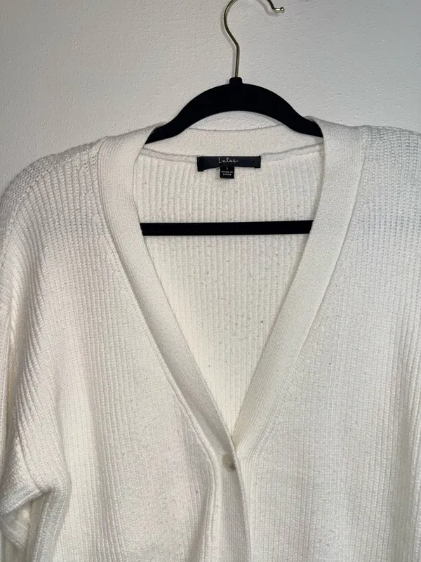 Lulus Ivory White Button Up Cropped Cardigan Sweater Knit - Image 3
