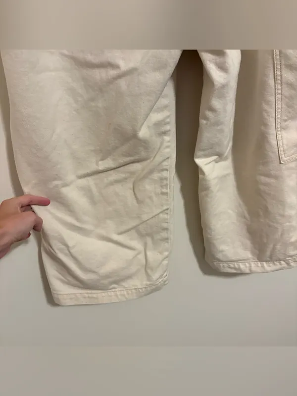 Aerie Cream Wide Leg Soft Cargo Pant size Large Short - Image 8