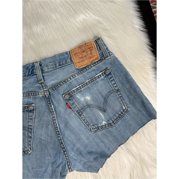 Levi’s Faded Whiskered High Rise Denim Cut Offs from Mens Jeans - Image 4