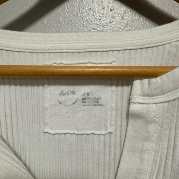 Aerie Ribbed Long Sleeve V - Neck Shirt - Size Medium - Image 3