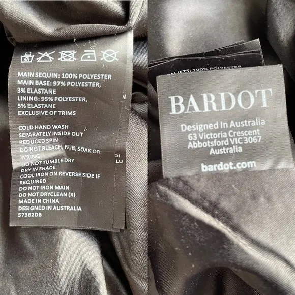 Bardot Easton Dress Size 6 Black Sequin Open Back Thigh Slit Midi Cocktail NWT - Image 15