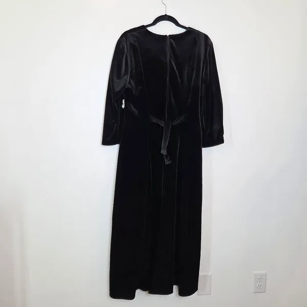 Vintage Ultra Dress New York Black Velvet Maxi Dress Lace Trim Grandma 90s 12 - Image 12