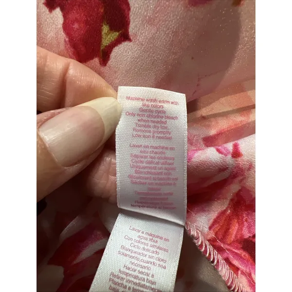 Oscar De La Renta Pink Label Floral Satin Robe Dressing Gown M Belted Romantic - Image 9