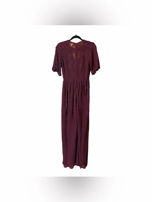 Gianni Bini Deep V-Neck Floral Embroidered Mesh Maxi Romper - Image 4