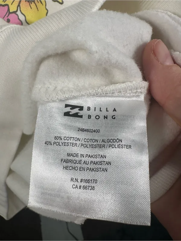 N268. Billabong women’s Cream Tropical Sunset Graphic Sweatshirt oversized - Image 5