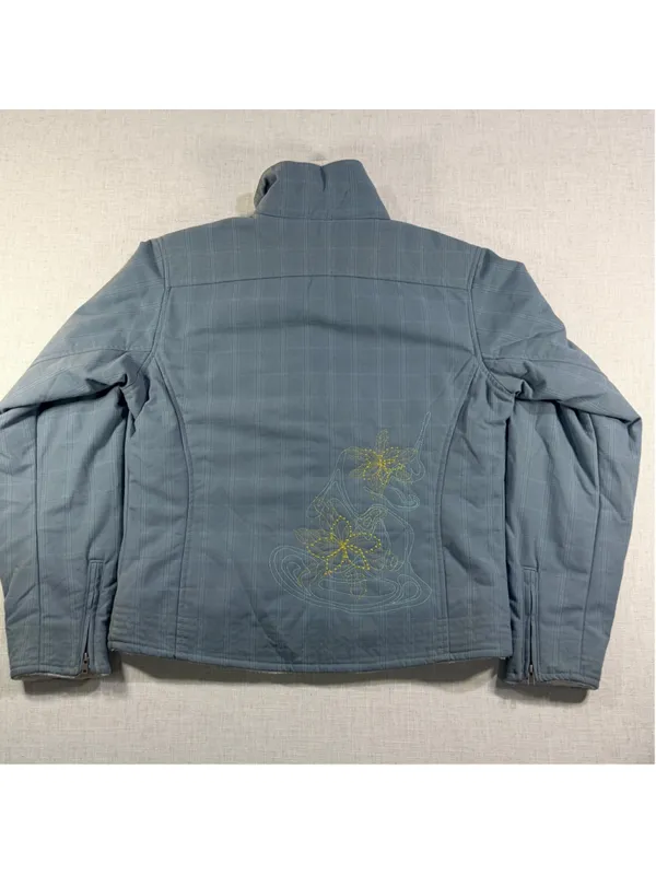 Mountain Hardwear Women's Supplex Jacket Small Faux Fur Floral Blue Plaid - Image 10