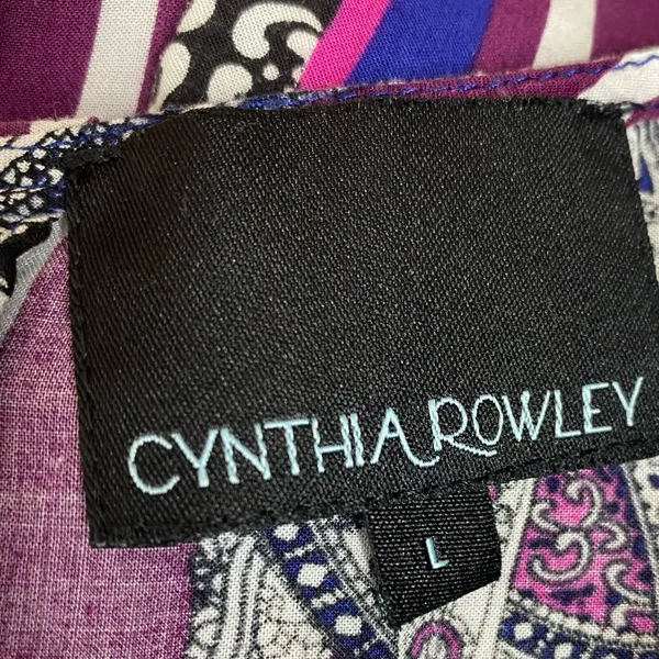 Cynthia Rowley Purple Pink Paisley Sleeveless Button Back Blouse Top Size Large - Image 9