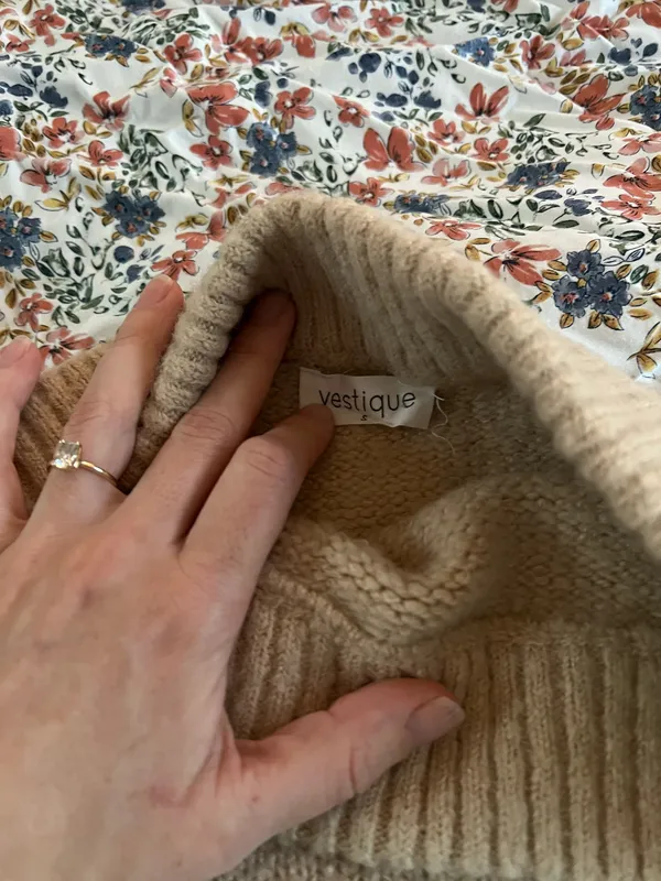 Vestique Cream Tan Sweater Skirt - Image 4