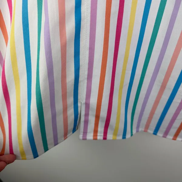 Ali Miles Rainbow Striped Blouse Medium Multicolor Pastel Colorful Office Bright - Image 3