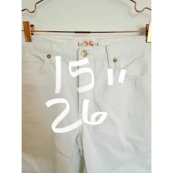 Free People Jeans Women 25 White Straight‎ Leg We Denim Raw Hem Distressed - Image 7
